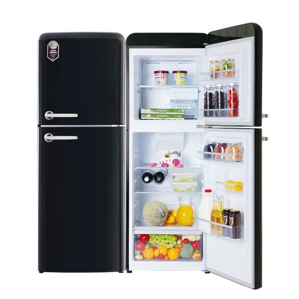 [오리온창홍] 창홍 201L 2도어 레트로 냉장고 블랙 ORT201BK 